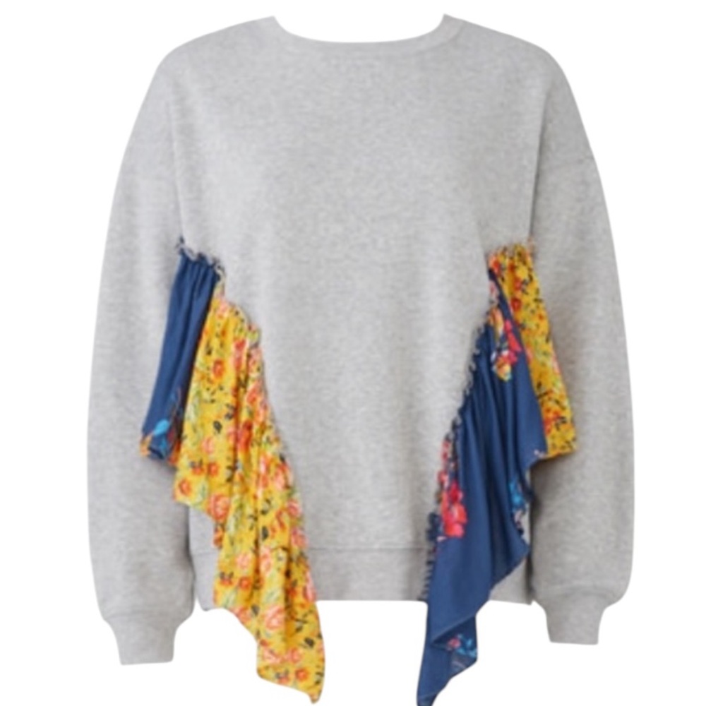 Free People She’s Just Cute Heather Grey Gray Handkercheif Crew Neck Sweatshirt